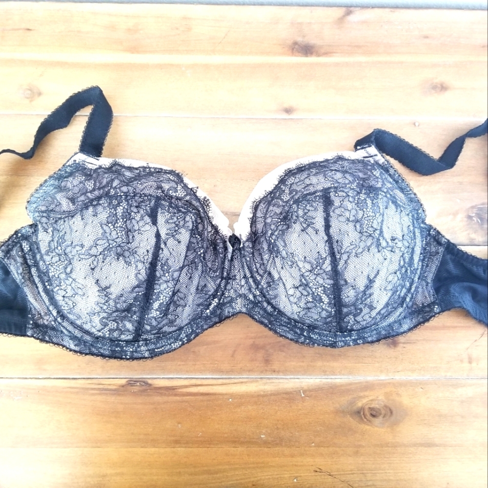 Paramour Nude and Black Lace Bra 36G